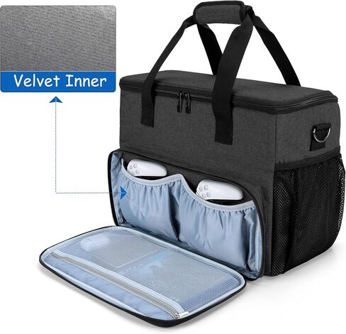 CURMIO Carrying Case Compatible for PS5, PS4, PS4 Pro, Xbox Series S, Xbox One/ One S/ One X and Xbox 360, Playstation 5 Storage Bag for Console and Gaming Accessories, Black (Bag Only) in Saudi Arabia