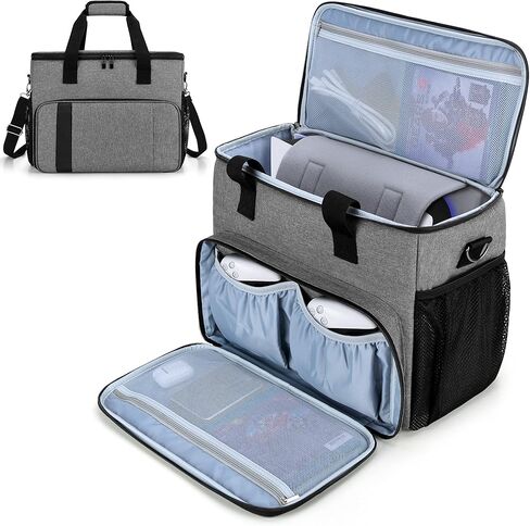 CURMIO Carrying Case Compatible for PS5, PS4, PS4 Pro, Xbox Series S, Xbox One/ One S/ One X and Xbox 360, Playstation 5 Storage Bag for Console and Gaming Accessories, Black (Bag Only) in Saudi Arabia