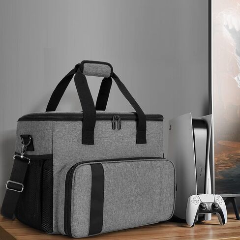 CURMIO Carrying Case Compatible for PS5, PS4, PS4 Pro, Xbox Series S, Xbox One/ One S/ One X and Xbox 360, Playstation 5 Storage Bag for Console and Gaming Accessories, Black (Bag Only) in Saudi Arabia