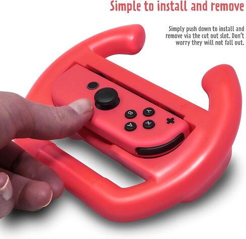 مجموعة عجلات القيادة EIMGO 2 × لجهاز Nintendo Switch Joy-Con Racing Game Controller مرفقات مجموعة مقابض المقبض (قاع مسطح، أحمر + أزرق) in Saudi Arabia