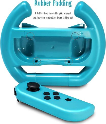 مجموعة عجلات القيادة EIMGO 2 × لجهاز Nintendo Switch Joy-Con Racing Game Controller مرفقات مجموعة مقابض المقبض (قاع مسطح، أحمر + أزرق) in Saudi Arabia