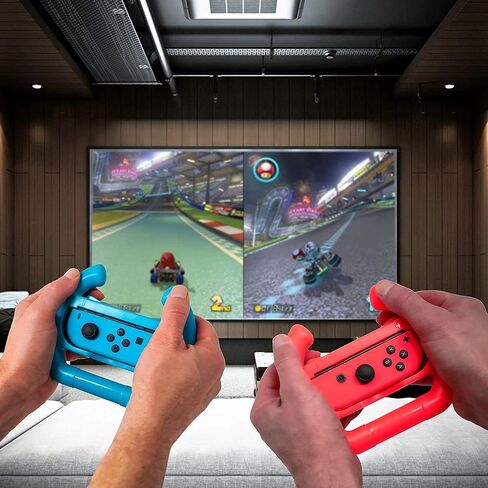 مجموعة عجلات القيادة EIMGO 2 × لجهاز Nintendo Switch Joy-Con Racing Game Controller مرفقات مجموعة مقابض المقبض (قاع مسطح، أحمر + أزرق) in Saudi Arabia