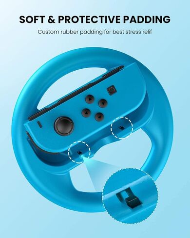 مجموعة عجلات القيادة EIMGO 2 × لجهاز Nintendo Switch Joy-Con Racing Game Controller مرفقات مجموعة مقابض المقبض (قاع مسطح، أحمر + أزرق) in Saudi Arabia