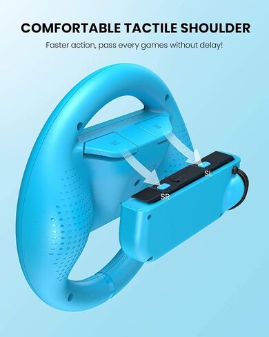 مجموعة عجلات القيادة EIMGO 2 × لجهاز Nintendo Switch Joy-Con Racing Game Controller مرفقات مجموعة مقابض المقبض (قاع مسطح، أحمر + أزرق) in Saudi Arabia