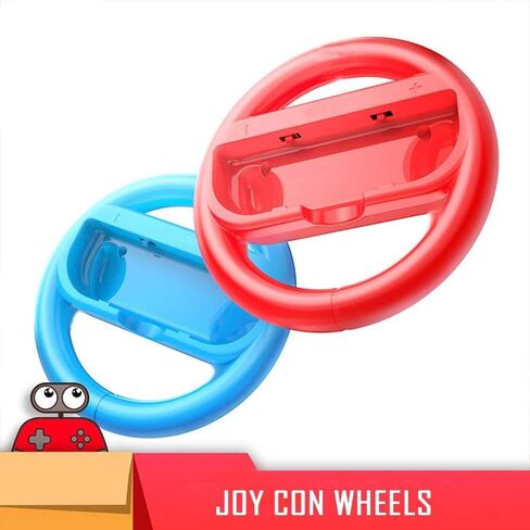 مجموعة عجلات القيادة EIMGO 2 × لجهاز Nintendo Switch Joy-Con Racing Game Controller مرفقات مجموعة مقابض المقبض (قاع مسطح، أحمر + أزرق) in Saudi Arabia