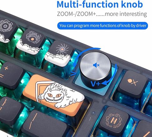 لوحة مفاتيح ألعاب MOLGRIA SKYLOONG GK68 ذات 68 مفتاحًا بإضاءة خلفية RGB مع أغطية مفاتيح بودنغ شفافة جانبية، ومفاتيح بصرية حمراء قابلة للتبديل السريع، لوحة مفاتيح ميكانيكية بمقبض سلكي من النوع C لنظام التشغيل Win/Mac OS in Kuwait