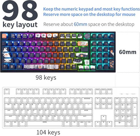 لوحة مفاتيح ألعاب MOLGRIA SKYLOONG GK68 ذات 68 مفتاحًا بإضاءة خلفية RGB مع أغطية مفاتيح بودنغ شفافة جانبية، ومفاتيح بصرية حمراء قابلة للتبديل السريع، لوحة مفاتيح ميكانيكية بمقبض سلكي من النوع C لنظام التشغيل Win/Mac OS in Kuwait