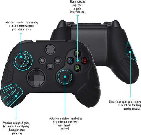 PlayVital Guardian Edition Midnight Blue مريح ناعم مضاد للانزلاق غطاء حافظة من السيليكون لوحدة التحكم، جلود واقية مطاطية مع أغطية عصا التحكم السوداء لوحدة تحكم Xbox Series S/X in Saudi Arabia