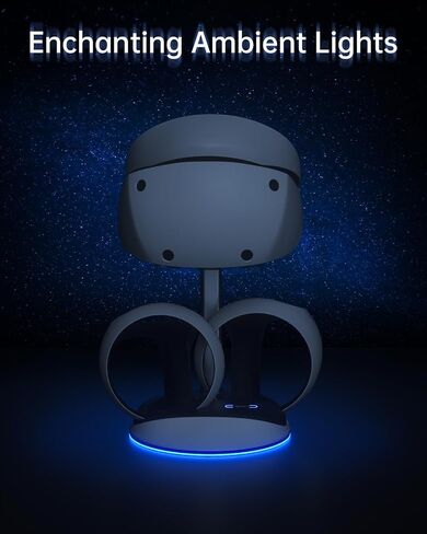 قاعدة شحن لوحدة تحكم الواقع الافتراضي من بينبوك لوحدة تحكم PSVR2 سينس مع اضاءة محيطة، قاعدة شحن مغناطيسية مع 2 موصل مغناطيسي، كيبل نوع سي، حامل عرض in Kuwait
