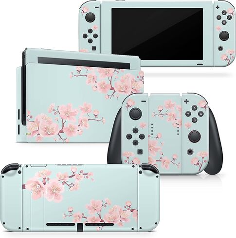 Tacky Design Sakura Flowers Skin Compatible with Nintendo Switch Skin - Premium Vinyl 3M Cherries Blossoms Nintendo Switch Stickers Set - Switch Skin for Console, Dock, Joy Con - Decal Full Wrap in Kuwait