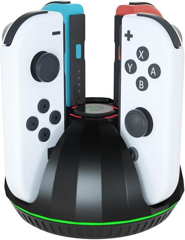 شاحن وحدة تحكم سويتش لقاعدة شاحن وحدة تحكم نينتندو سويتش جوي كون، محطة شحن سريعة لـ 4 جوي كونز مع مؤشر LED - قاعدة شاحن جوي كون in Kuwait