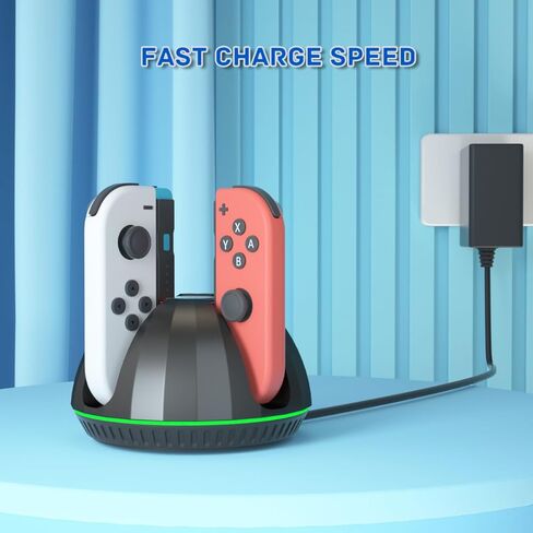 شاحن وحدة تحكم سويتش لقاعدة شاحن وحدة تحكم نينتندو سويتش جوي كون، محطة شحن سريعة لـ 4 جوي كونز مع مؤشر LED - قاعدة شاحن جوي كون in Kuwait