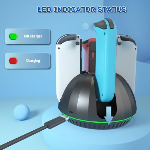 شاحن وحدة تحكم سويتش لقاعدة شاحن وحدة تحكم نينتندو سويتش جوي كون، محطة شحن سريعة لـ 4 جوي كونز مع مؤشر LED - قاعدة شاحن جوي كون in Kuwait