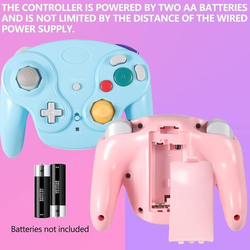 Dliaonew 2.4G Wireless Gamecube Controller, Classic Gamecube Wii Controller with Receiver Adapter for Wii Gamecube NGC (Pink and Blue) in Kuwait