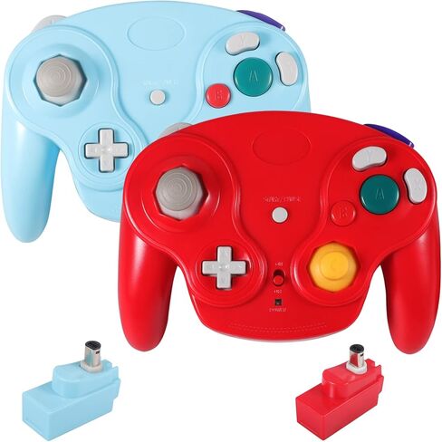 Dliaonew 2.4G Wireless Gamecube Controller, Classic Gamecube Wii Controller with Receiver Adapter for Wii Gamecube NGC (Pink and Blue) in Saudi Arabia