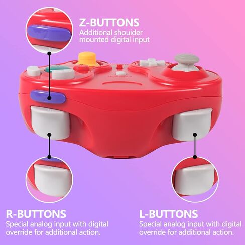 Dliaonew 2.4G Wireless Gamecube Controller, Classic Gamecube Wii Controller with Receiver Adapter for Wii Gamecube NGC (Pink and Blue) in Saudi Arabia