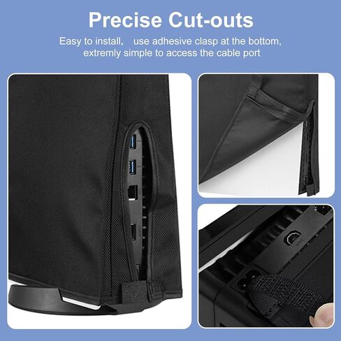 T Tersely Dust Cover for PS5 Console Anti-Scratch Dust Sleeve Guard Cover Skin Ultra Soft Protective Case with Cable Port for Sony Playstation 5 Digital Edition & Regular Edition (Black) in Saudi Arabia