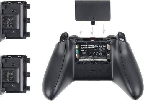 شاحن وحدة تحكم Megadream Xbox One، محطة إرساء مزدوجة 300 مللي أمبير في الساعة حزمة بطارية قابلة لإعادة الشحن وكابل شحن ومؤشر LED للشحن / الشحن لأجهزة Xbox One وXbox One Slim وXbox One X - أسود in Kuwait