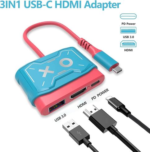 قاعدة مفاتيح محمولة من يوكسزوس، محول HDMI للتلفزيون، محول USB C الى HDMI لاجهزة ماك بوك/اللابتوب/ايباد برو/اندرويد in Kuwait