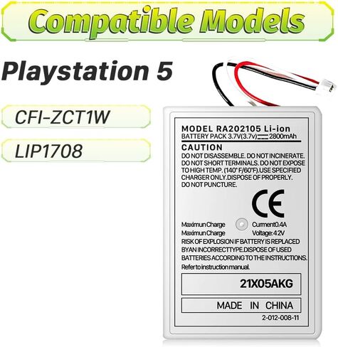 SHENMZ PS5 Controller Battery, High Capacity LIP1708 Li-ion Replacement Battery for Sony Playstation 5 Dualsense Controller CFI-ZCT1 W B U Replace PS5 Battery Pack in Saudi Arabia