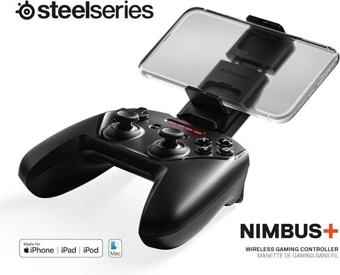 وحدة تحكم الألعاب المحمولة SteelSeries Nimbus+ Bluetooth مع حامل iPhone - عمر بطارية يزيد عن 50 ساعة - مصممة لأنظمة iOS وiPadOS وtvOS (متجددة) in Saudi Arabia
