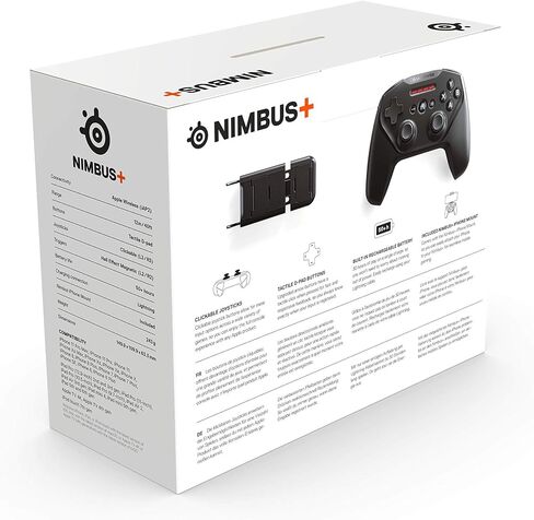 وحدة تحكم الألعاب المحمولة SteelSeries Nimbus+ Bluetooth مع حامل iPhone - عمر بطارية يزيد عن 50 ساعة - مصممة لأنظمة iOS وiPadOS وtvOS (متجددة) in Saudi Arabia
