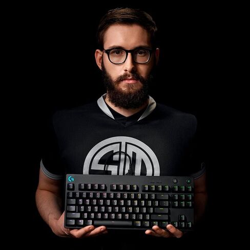 لوحة مفاتيح الألعاب السلكية الميكانيكية Logitech G Pro TKL GX Blue Clicky Switch ومفاتيح الإضاءة الخلفية LIGHTSYNC RGB، 12 وحدة ماكرو F-key قابلة للبرمجة، أسود - 920-009388 (متجدد) in Kuwait