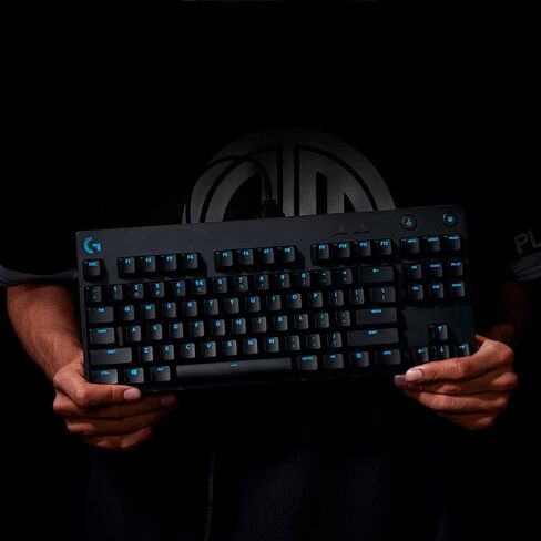 لوحة مفاتيح الألعاب السلكية الميكانيكية Logitech G Pro TKL GX Blue Clicky Switch ومفاتيح الإضاءة الخلفية LIGHTSYNC RGB، 12 وحدة ماكرو F-key قابلة للبرمجة، أسود - 920-009388 (متجدد) in Kuwait