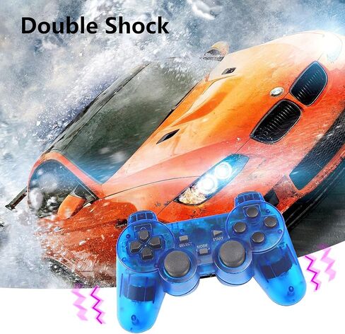 وحدة تحكم لاسلكية Rzzhgzq PS-2 2.4G Play -Station 2 Gamepad 2 Pack اهتزاز مزدوج متوافق مع وحدة تحكم Sony Play -station 2 (أسود + أسود) in Saudi Arabia
