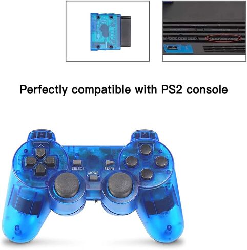 وحدة تحكم لاسلكية Rzzhgzq PS-2 2.4G Play -Station 2 Gamepad 2 Pack اهتزاز مزدوج متوافق مع وحدة تحكم Sony Play -station 2 (أسود + أسود) in Saudi Arabia