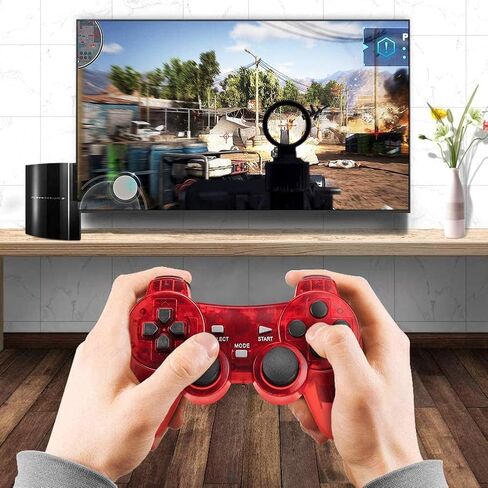 وحدة تحكم لاسلكية Rzzhgzq PS-2 2.4G Play -Station 2 Gamepad 2 Pack اهتزاز مزدوج متوافق مع وحدة تحكم Sony Play -station 2 (أسود + أسود) in Saudi Arabia