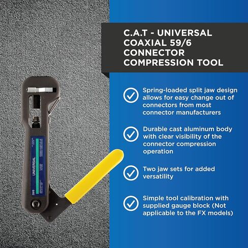 Cablematic C.A.T.-AS أداة ضغط موصل محورية 59/6 و7/11 للفنيين المحترفين، أداة موصل محمولة بسهولة، 1.1 رطل in Kuwait