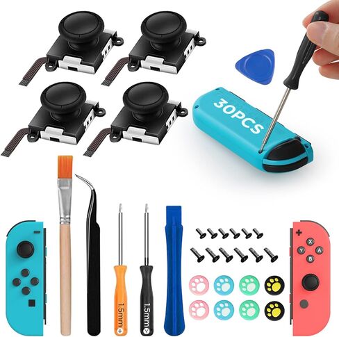 GeeRic، استبدال عصا التحكم Joycon، مجموعة إصلاح Joycon 34 قطعة متوافقة مع Switch OLED، مجموعة قطع غيار عصا التحكم Joycon المتوافقة مع Switch in Kuwait