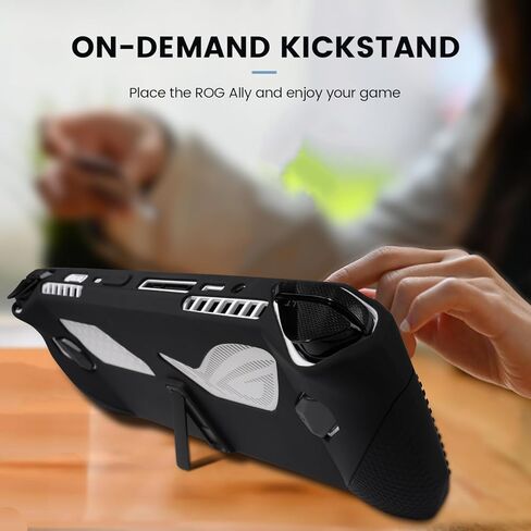 Silicone Case with Kickstand Compitable with ASUS ROG Ally Gaming Handheld, Protective Cover Skin Shock-Absorption and Anti-Scratch with 2 Thumb Grips in Kuwait