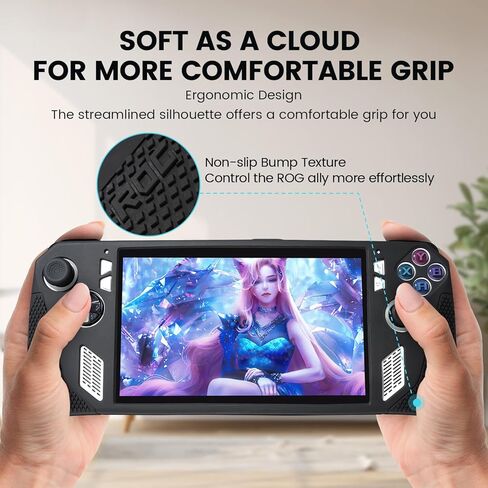 Silicone Case with Kickstand Compitable with ASUS ROG Ally Gaming Handheld, Protective Cover Skin Shock-Absorption and Anti-Scratch with 2 Thumb Grips in Kuwait