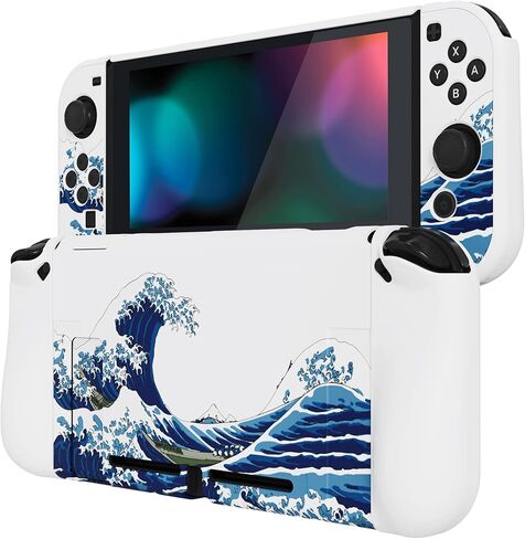 غطاء حماية قابل للإرساء من PlayVital لجهاز Nintendo Switch، جراب واقٍ مريح لجهاز Nintendo Switch، غطاء صلب واقٍ قابل للفصل لجهاز Joycon - The Great Wave in Kuwait