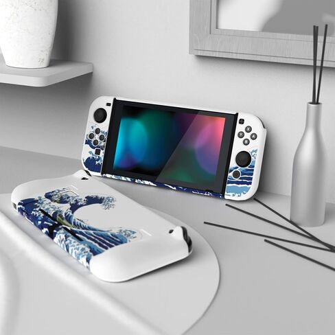 غطاء حماية قابل للإرساء من PlayVital لجهاز Nintendo Switch، جراب واقٍ مريح لجهاز Nintendo Switch، غطاء صلب واقٍ قابل للفصل لجهاز Joycon - The Great Wave in Kuwait