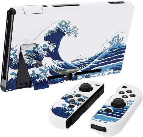 غطاء حماية قابل للإرساء من PlayVital لجهاز Nintendo Switch، جراب واقٍ مريح لجهاز Nintendo Switch، غطاء صلب واقٍ قابل للفصل لجهاز Joycon - The Great Wave in Kuwait