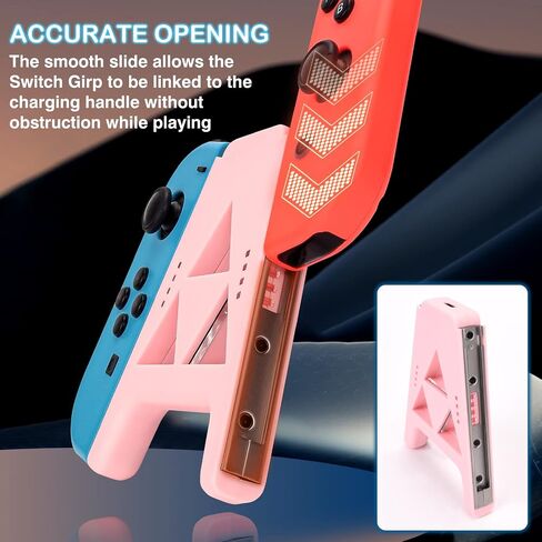 DLseego Slide Joy Con Charging Grip for Switch/Switch OLED Potable Joy Con Charger Controller Comfort Handle Speed Charge While Play with 1PC Type-c Data Cable - Black in Kuwait