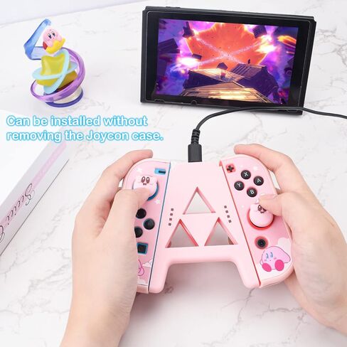 DLseego Slide Joy Con Charging Grip for Switch/Switch OLED Potable Joy Con Charger Controller Comfort Handle Speed Charge While Play with 1PC Type-c Data Cable - Black in Kuwait