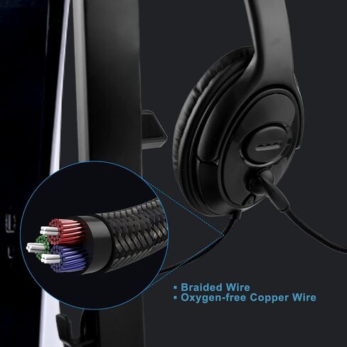 Joso Wired One Ear Headset for PS4, 3.5mm Single Ear Headphone Headset for PS5, Nintendo Switch, PC, iPad, Mac, Tablet and Phone with 3.5mm Jack, Office Business, Coach Headset, Gaming, Remote Work in Kuwait