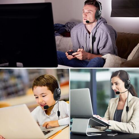 Joso Wired One Ear Headset for PS4, 3.5mm Single Ear Headphone Headset for PS5, Nintendo Switch, PC, iPad, Mac, Tablet and Phone with 3.5mm Jack, Office Business, Coach Headset, Gaming, Remote Work in Kuwait
