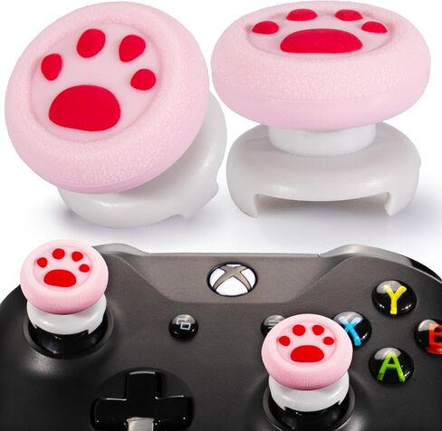 موسع عصا التحكم من Playrealm FPS وغطاء مقبض سيليكون مطاطي ثلاثي الأبعاد مجموعتين لجهاز تحكم Xbox Series X/S وXbox One (Cat Paw Coral) in Saudi Arabia