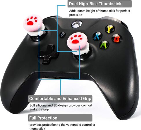 موسع عصا التحكم من Playrealm FPS وغطاء مقبض سيليكون مطاطي ثلاثي الأبعاد مجموعتين لجهاز تحكم Xbox Series X/S وXbox One (Cat Paw Coral) in Saudi Arabia