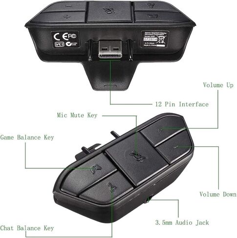 Cenxaki Stereo Headset Adapter for Xbox One, Game Audio Mic Headphone Converter – Black in Kuwait