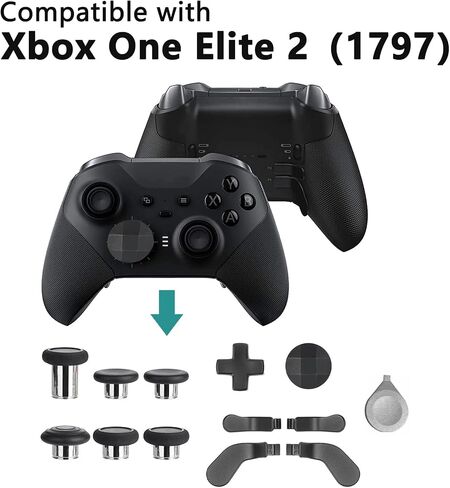 NINKI Compatible Xbox One Elite Series 2 with 13 in 1 Metal Thumbsticks,Gaming Metal Replacement Elite Series 2 Controller Accessory Part with Metal Mod 6 Swap Joystick,4 Paddles,2 D-Pads,1 Tool-Black in Saudi Arabia