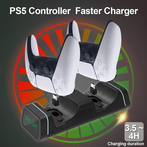OSTENT Controller Charger Station for PS5, Dual USB Type C Fast Charging for Sony Playstation 5, LED Indicator for DualSense Controller in Saudi Arabia