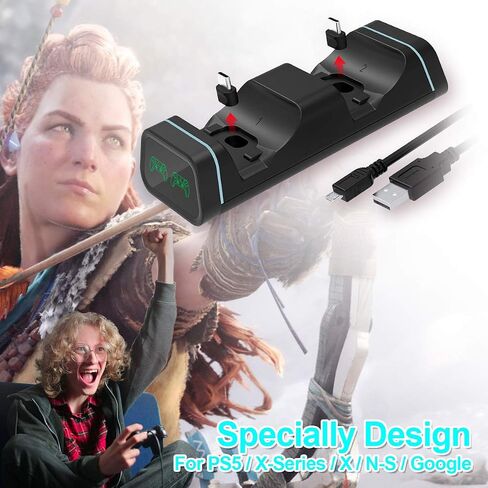 OSTENT Controller Charger Station for PS5, Dual USB Type C Fast Charging for Sony Playstation 5, LED Indicator for DualSense Controller in Saudi Arabia