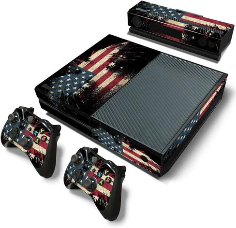 Protective Skin Sticker Decal Cover for Xbox One Console Faded USA Flag in Kuwait