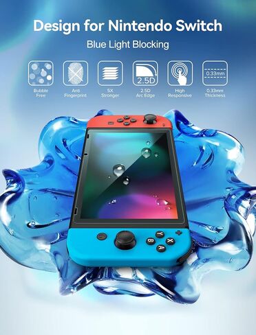ivoler Screen Protector [2 Pack] Tempered Glass for Nintendo Switch,Blue Light Screen Filter Screen Protector with [Alignment Frame] Anti-Scratch Full Coverage Guard for Nintendo Switch in Kuwait